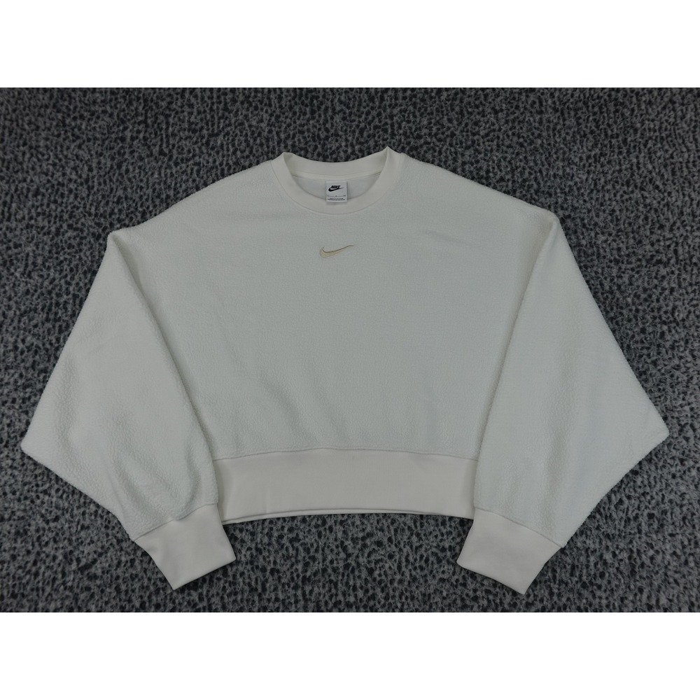 Nike Phoenix Fleece Sweatshirt Womens Small Sail White Cropped Borg DQ6844-133